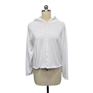 ME+EM White Cotton Lightweight Cropped Hoodie‎ Long Sleeve Casual Womens Size 8